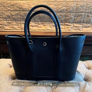 Black leather small tote bag